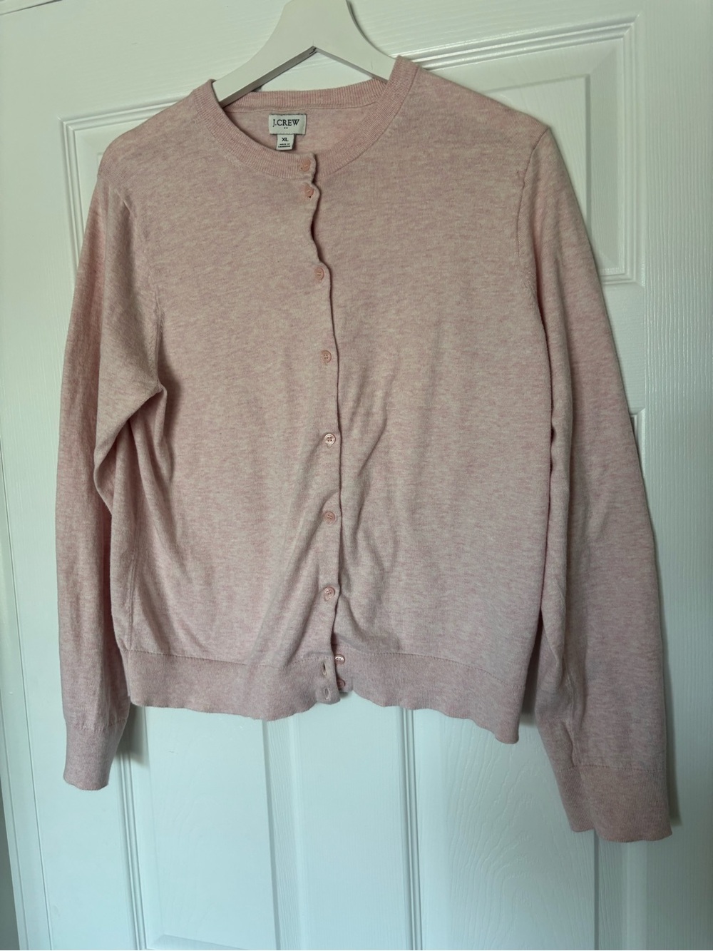 J. Crew Light Pink Button-Front Crewneck Cardigan